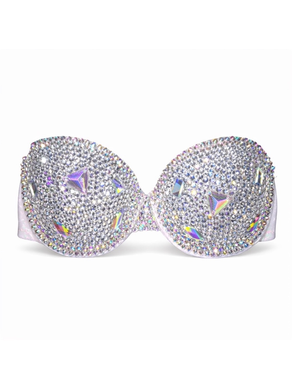 38C Crystal AB Iridescent & Mixed Design Rhinestone Glam Bling Bra Top